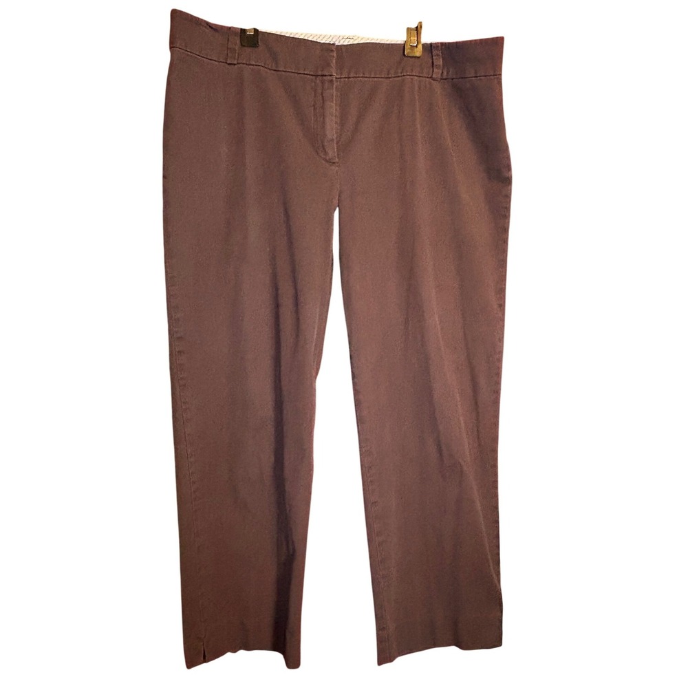 Talbots Straight Leg Pants Womens 14 Mauve Brown Good Stretch Cotton Trousers